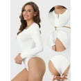 thumbnail image 3 of DARING DIVA Full Bodysuit Button Crew Neck Romper Stretchy Jumpsuit M White, 3 of 6