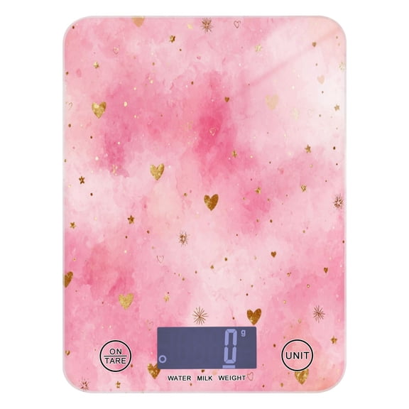 High Precision Digital Kitchen Scale Tempered Glass Food Scale Multifunction Scale Small Kitchen Appliances Pink Background with Hearts