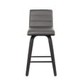 thumbnail image 5 of 26â€ Gray Faux Leather Black Wooden Swivel Bar Stool, 5 of 5
