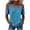 Blue, variant on Womens Cold Shoulder Tops Denim Patchwork Waffle Trendy Summer Shirts Colorblock Casual Crewneck Tunic Blouses (L, Sky Blue)