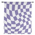thumbnail image 2 of Purple White Checkered Semi Sheer Curtains Drapes for Living Room, Bedroom, French Doors Window 45 Inches Long, Modern Irregular Geometric Rod Pocket Chiffon Curtain Drapery Voile Draperies Panel, 2 of 6