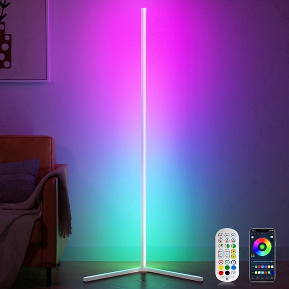 VOLIVO Led Corner Floor Lamp, Smart RGB Floor Lamp with APP&Remote, 16 Million Colors Changing, Music sync, Modern Corner led Light for Bedroom Living Room and Gaming Room, Timing&Schedule