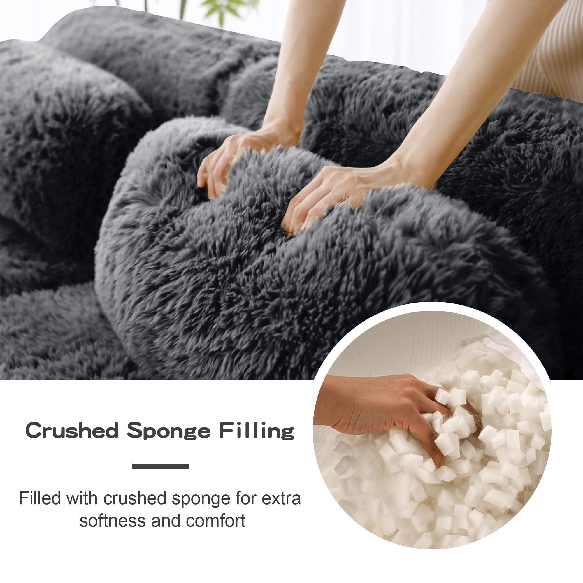 AISWORD 149" 4-Seat U-shaped Modular Cloud Sectional Sofa with 2 Ottoman, Anti-Slip Deep Seat Cloud Sofa, Ready to Use Premium Plush Fabric Boneless Sofa with 32D High-Density Foam&Anti-Slip Bottom