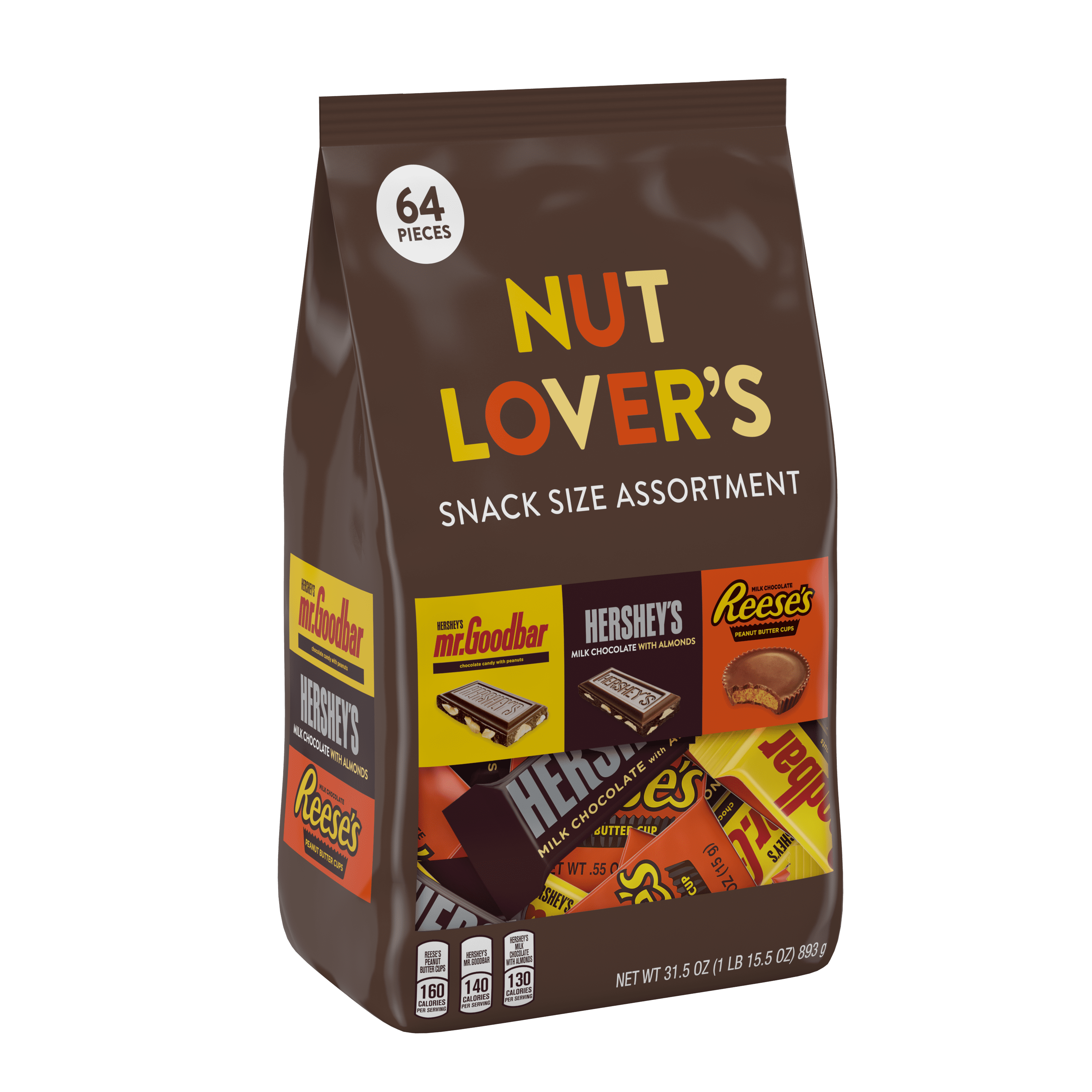 Hershey's, Nut Lover's Snack Size Assortment Chocolate, 31.5 Oz