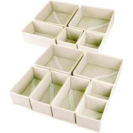 Drawer Organizers 12 Pack Foldable Storage Bins Clothing Organization Essentials For Underwear,Socks,Ties