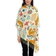 thumbnail image 4 of Cauagu Whimsical Fox Floral Garden Print Women Wrap Shawl tassels Scarves Retro Scarf 77.6"X28.3", 4 of 8