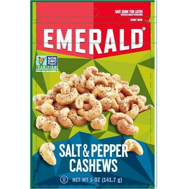 Emerald Nuts, Salt and Pepper Cashews, Stand Up Bag, 5 Ounce (Pack of 12)