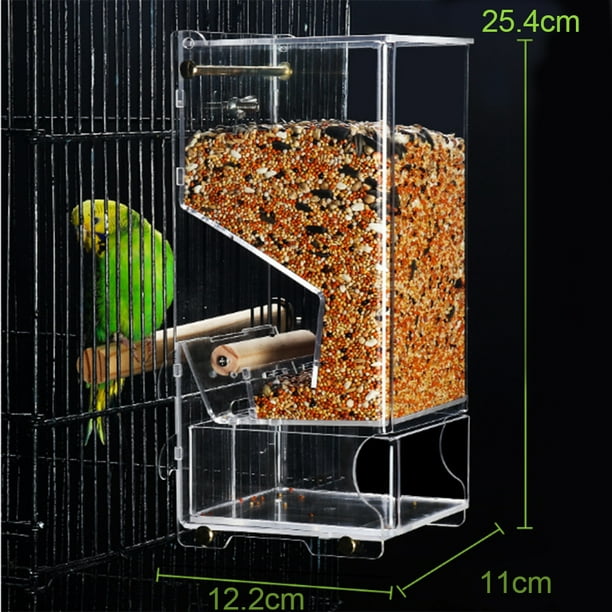 Automatic Bird Feeder Pet Bird Cage Feeder Food Container Transparent Parrot Feeding Box Walmart Com
