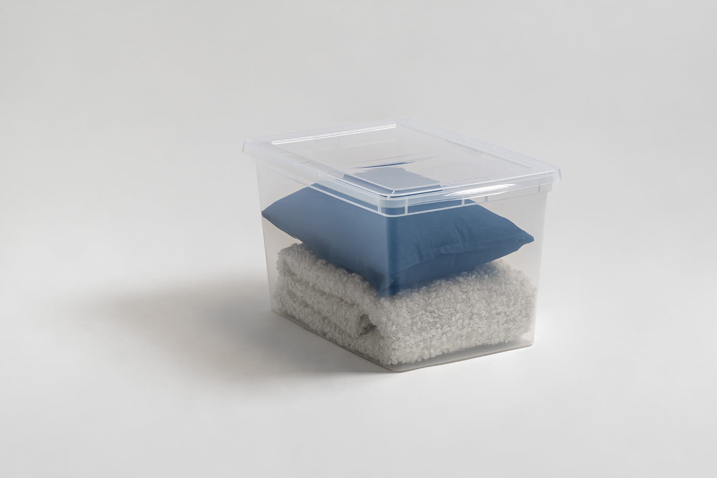 17 qt. Snap Top Plastic Storage Box in Clear with Gray Lid 500218