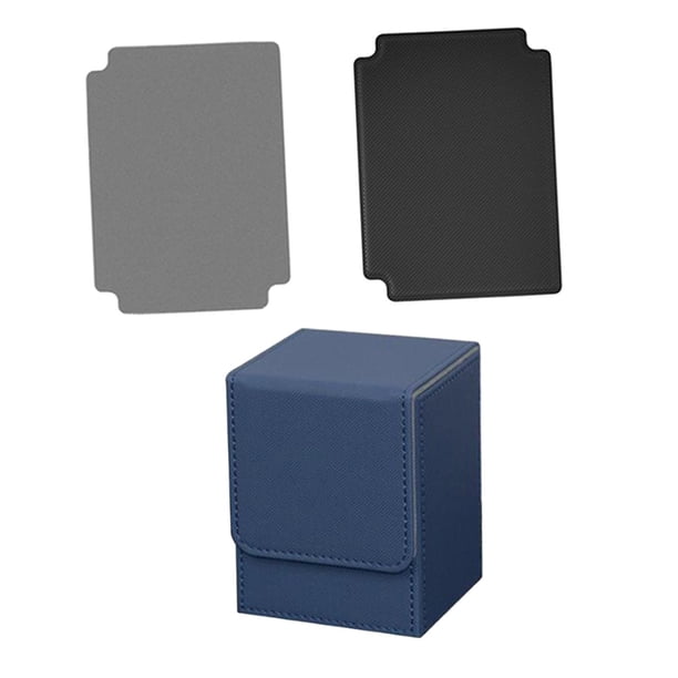 Estuche para baraja de cartas con capacidad para más de 100 cartas, versátil, de 3,1 x 3 x 4 pulgadas, de piel sintética magnética. Azul