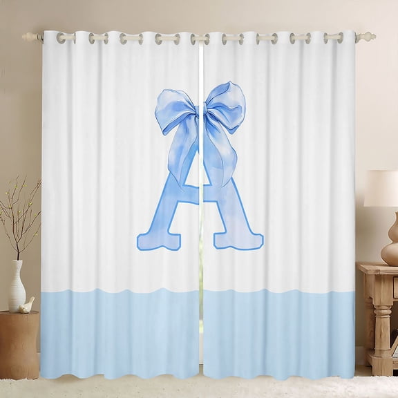 jejeloiu Letter A Monogrammed Curtains Pack of 2 (42x84 Each),Cartoon Cute Bowknot Curtains Blackout For Girls Kids