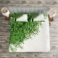 thumbnail image 3 of Ambesonne Nature Quilted Bedspread Set 3 Pcs, Tree Grass Summer, King Size, Fern Green Black, 3 of 3