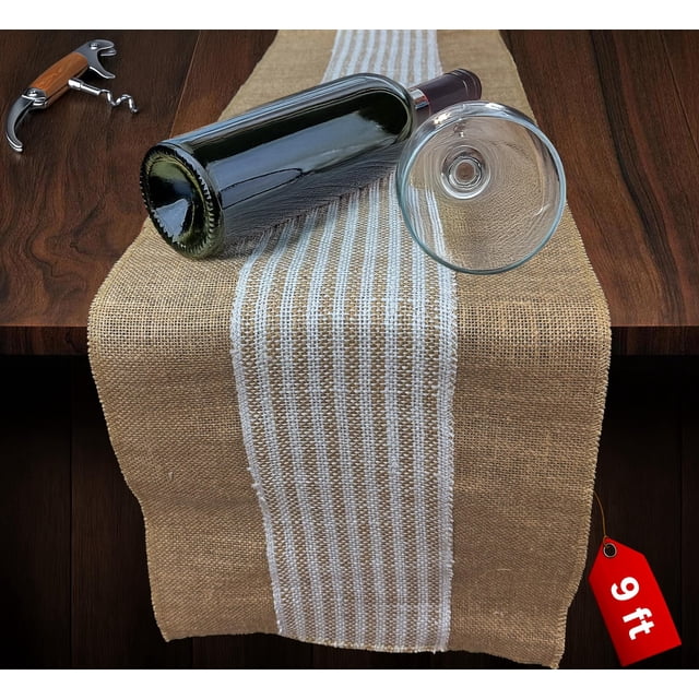 Camino de mesa FIBEUSION, arpillera decorativa con rayas, 30 x 275 cm, 6 unidades