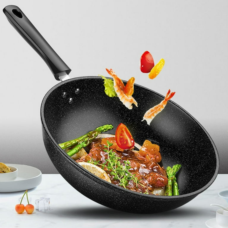 Frying Pan with Lid Non-Stick Granite Small Frying Pan Wok Multifunctional  Non-Stick Frying Pan Kitchen Cooking Non-Stick Granite Frying Pan Wok  Multifunctional 3 