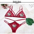 thumbnail image 1 of Conjunto de ropa interior de encaje con pegatina bordada de Hello Kitty para mujer, traje de Bikini, sujetador, bragas, dibujos animados, Melody Kuromi, moda, 2 piezas, 1 of 4