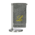 thumbnail image 2 of Monogrammed Bath Towel, Personalized Gift, 27 x 54 inches - Set of 2 - Gold Script Embroidered Towel - 100% Turkish Cotton- Soft Terry Finish - for Bathroom or Spa - Script L Gray, 2 of 3