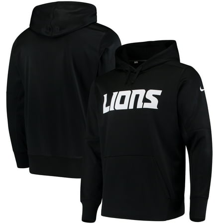 Detroit Lions Mens Sweatshirts - Detroit Lions Nike Circuit Wordmark Essential Performance Pullover Hoodie - Black