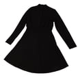 thumbnail image 2 of Vestido de manga larga para mujer Nikou informal elegante a la moda color liso escote hueco negro L, 2 of 15