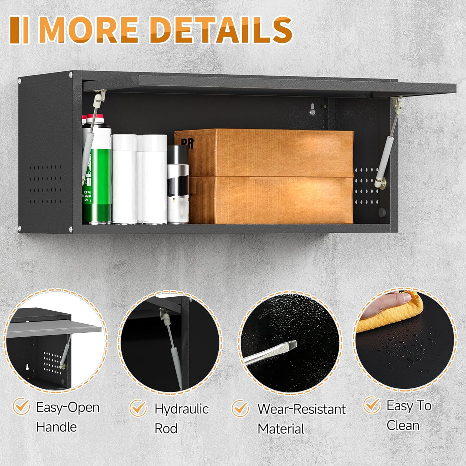 Metal Garage Storage Cabinet with Wheels, Adjustable Rolling Tool Storage Cabinet with Lock, 34" Steel Locking Tool Cabinet with Doors and Shelves for Garage, Warehouse (Black&Gray, 34.3" H)