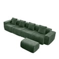 thumbnail image 6 of Newest Modern L-Shape Velvet Sectional with Ottoman & Throw Pillows for Large Living Room & Family Room, Green, 6 of 17