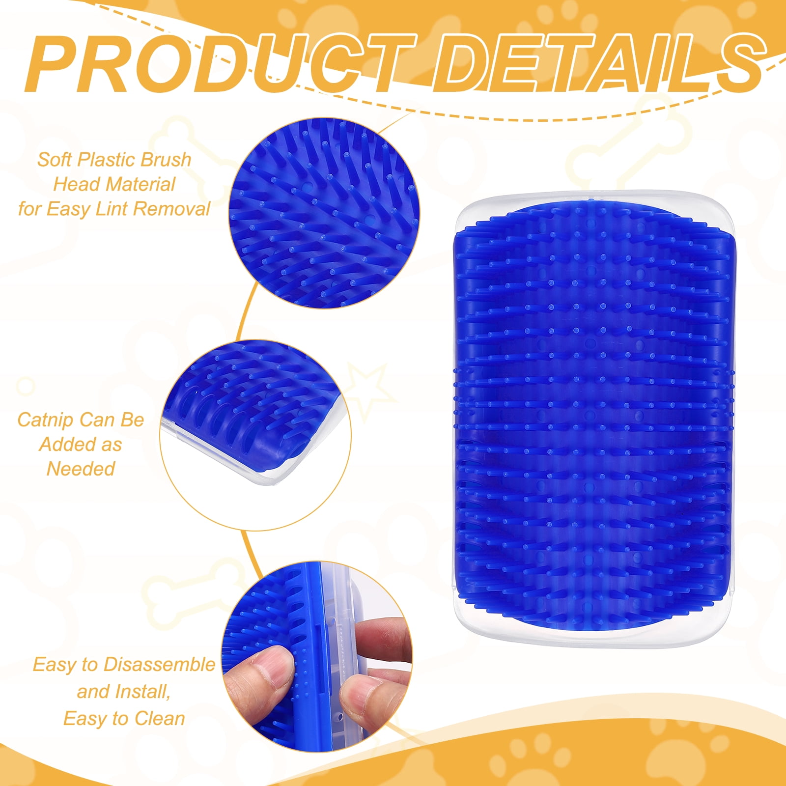 Uxcell Self Grooming Cat Brush, Cat Self Groomer Scratcher with Catnip Softer Cat Face Scratchers Wall Corner Groomer Massage Combs (4Pcs, S, Blue) for Long Short Fur Pets/Kittens/Puppies