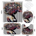 thumbnail image 3 of FMSHPON Colorful Hair Black Girl 4 Piece Bathroom Set Shower Curtain Bath Rug Contour Mat and Toilet Lid Cover, 3 of 7