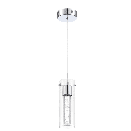 8-Watt Integrated LED Chrome Pendant with Crystal Bubble Glass Shade