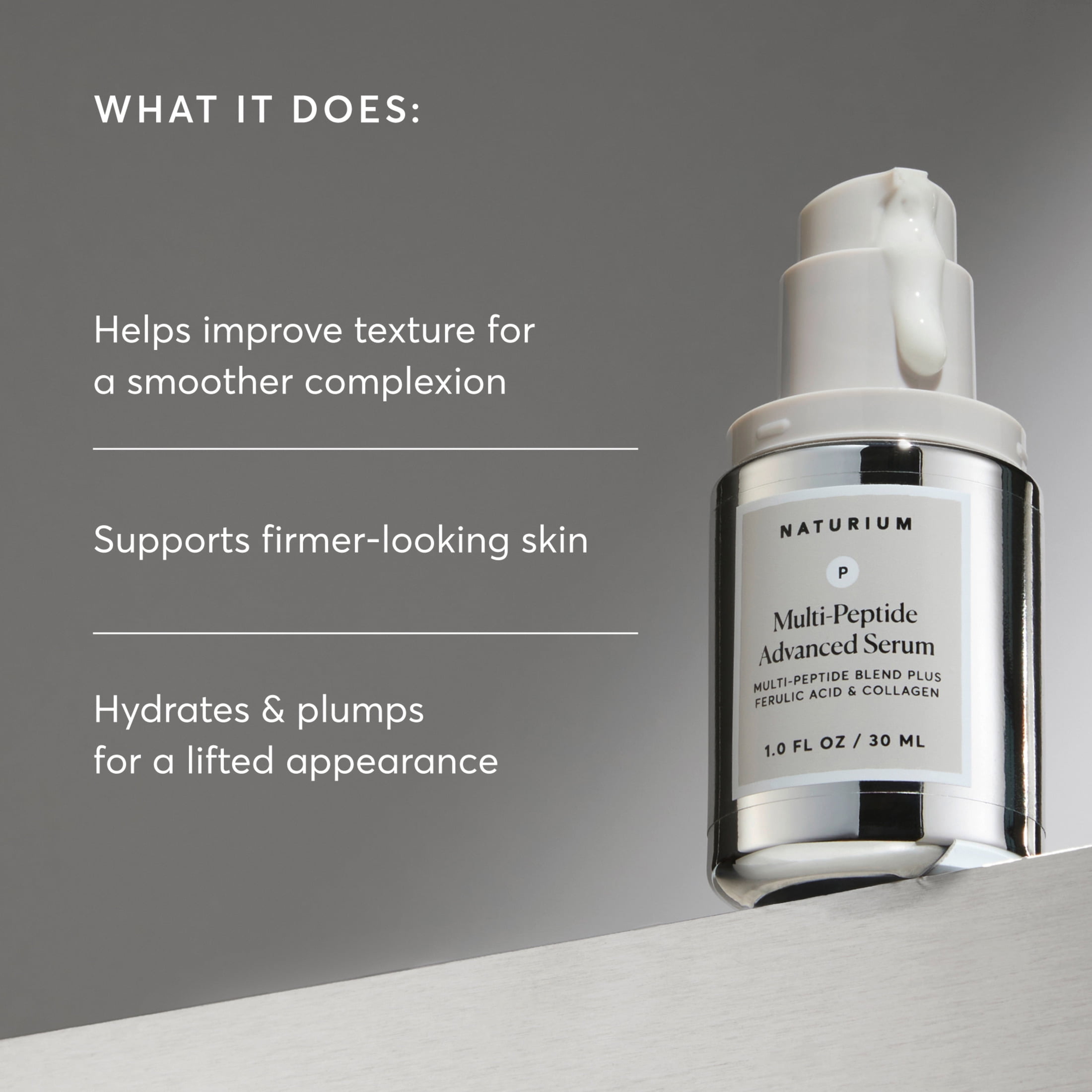 Naturium Multi-Peptide Advanced Serum, Firming & Smoothing Face Serum for Fine Lines & Wrinkles with Advanced Multi-Peptide Blend, 1 fl oz