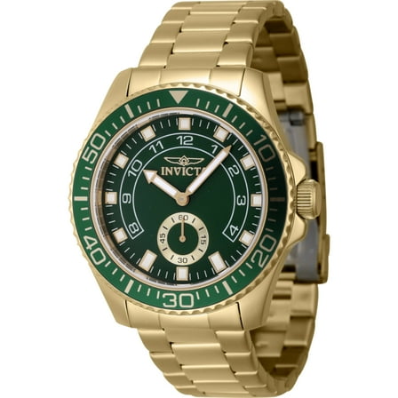 Invicta Men's Pro Diver 44mm Green Dial Gold Stainless Steel Bracelet Watch