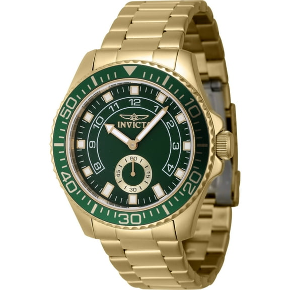 Invicta Men's Pro Diver 44mm Green Dial Gold Stainless Steel Bracelet Watch