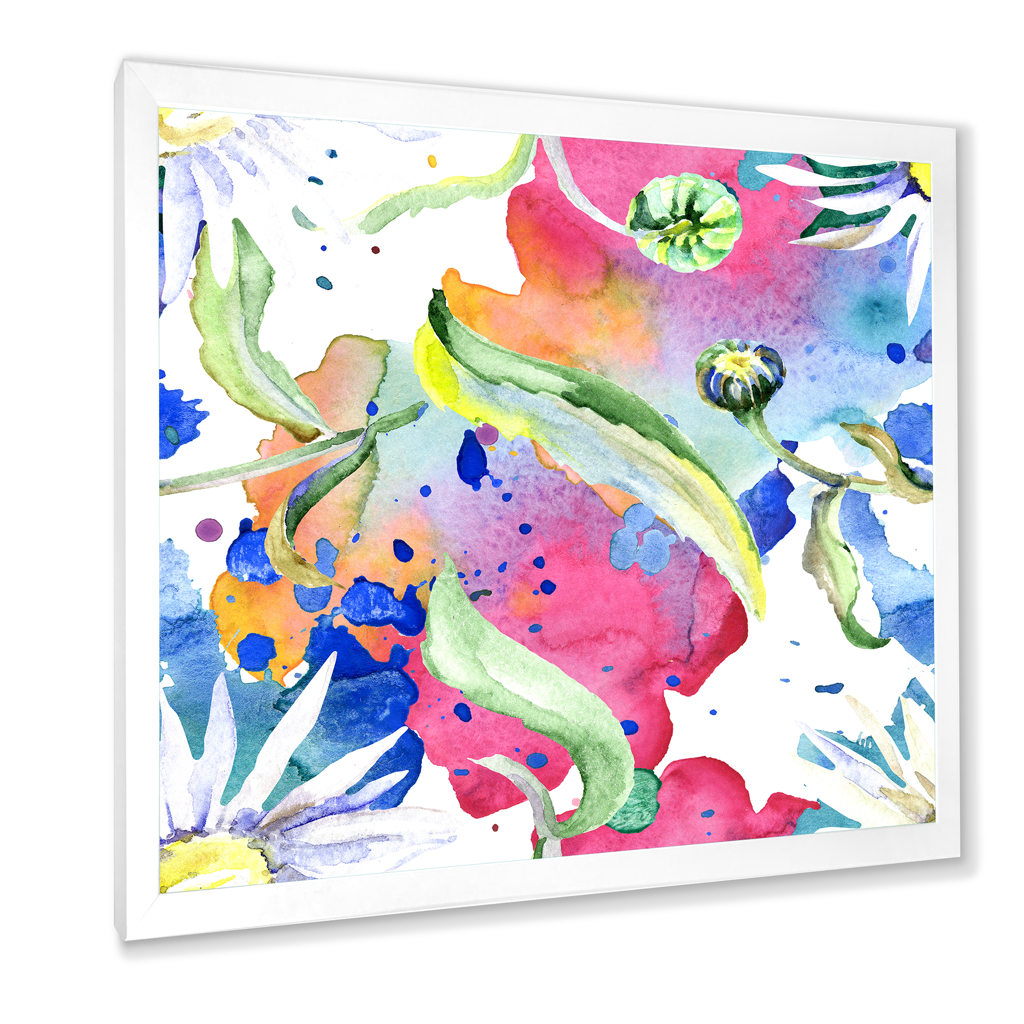 Designart 'Iridiscent Colorful Daisy Flowers' Transitional Framed Art Print