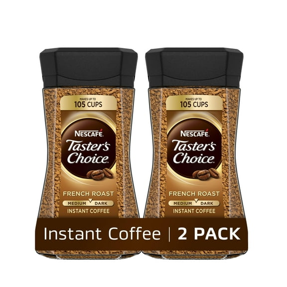NESCAFÉ Taster's Choice Instant Coffee, Dark Roast, French Roast, 2 Jars (7 Oz Each)