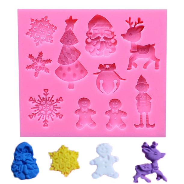 Molde de silicona para hornear navideño, molde decorativo para múltiples tartas, fondant y chocolate (n.° 9)