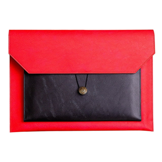 EGNMCR A4 Paper File Bag Leather File Bag Folder File Bag Thickened Data Buckle Watertight Computer Bag Public Document Bag Leather office sack