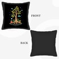 thumbnail image 4 of Whimsical 18x18in Throw Pillow Covers Set of 2 - Black Background with Colorful Tree Stars and Clouds - Perfect for Couch Bed Car, 4 of 6