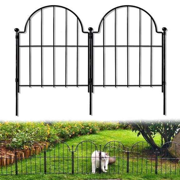 Blingluck Decorative Garden Fence, 10 Panels Rustproof Metal No Dig Garden Fencing Border, Total 17 in(H) x 10.83 ft(L) Outdoor Animal Barrier,Arched