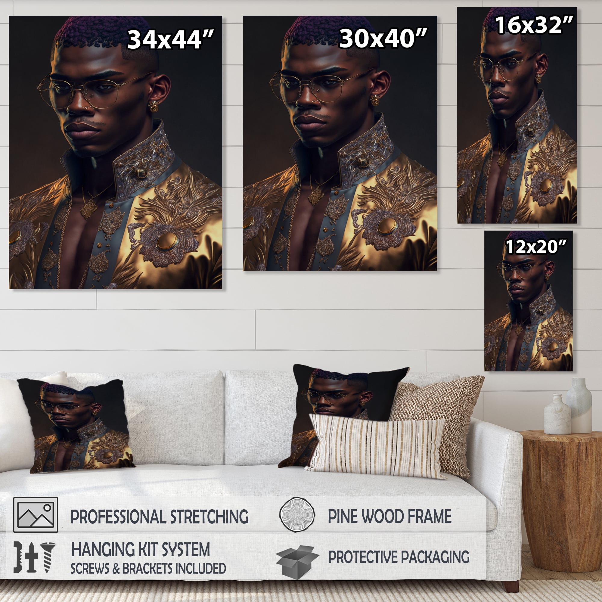Designart Fashion Muscular Man With Sun Glasses IX Canvas Wall Art