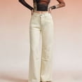 thumbnail image 2 of Women's Light Wash Distressed Wide Leg Jeans High Waisted Fit, 2 of 8