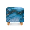 thumbnail image 2 of SCRAWLGOD Blue Marble Print Ottoman Cover Stretch Ottoman Slipcover Square, Polyester and Spandex Fabric for Square Ottomans, Storage Stool, Universal Footstool Protector, 2 of 7