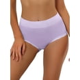 thumbnail image 1 of INSPIRAR CHIC Ropa interior de algodón para mujeres, bragas de talle alto con encaje, control de abdomen y cobertura total, XL, púrpura, 1 of 4