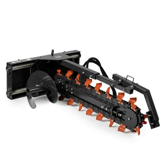 Titan Attachments Trencher Skid Steer Attachment 48in Depth x 6in Wide Rock Chain