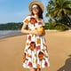 thumbnail image 4 of Balery Thanksgiving Turkey Leaves Vestidos sueltos de manga corta para mujer, vestidos de verano 2025, vestidos casuales de corte A con vuelo., 4 of 6