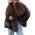 thumbnail image 3 of Women'S Faux Fur Coat Faux Fur Jacket Long Sleeve Lapel Winter Jackets Parka Short Coat Coffee XS, 3 of 8