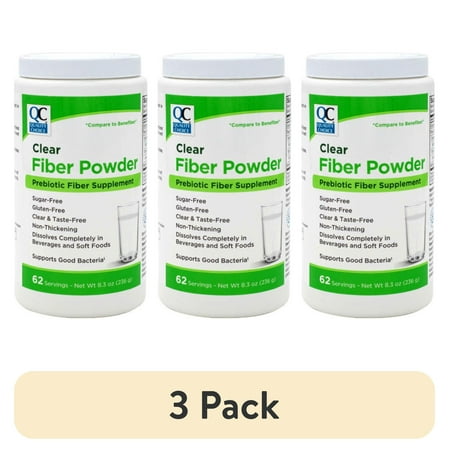 (3 pack) Quality Choice Clear Prebiotic Fiber Supplement Powder for Digestive Health - Tasteless, Non-Thickening Formula - 62 Servings, 8.3 Ounces - Ideal for Adults & Children 6 & Up Daily Fiber Powder