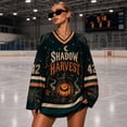 thumbnail image 2 of UDAUDU Women's Halloween Shirts Oversized V-Neck Funny Spooky Pumpkin Print Tshirts Loose Fit Long Sleeve Game Day Jersey Athletic Halloween Costume XL, 2 of 7