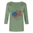 thumbnail image 6 of BLTIBY 2025 Womens Blouse Summer 3/4 Sleeve Round Neck Independence Day Printed USA 4th of July Shirts Loose Novelty T-Shirts Fashion Pullover Top Green S, 6 of 6