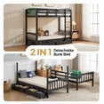 thumbnail image 2 of Zimtown Twin over Twin Bunk Bed with 2 Drawer, Solid Wood Bed Frame with Safety Rail Side Ladders for Dormitory Bedroom, Black, 2 of 10