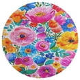 thumbnail image 3 of Floral Colorful Flower Soft Bedroom Round Area Rug, Washable Cute Nursery Circle Throw Mat, Non-Slip Contemporary Small Low Pile Floor Carpet for Dorm Bedside, 3 of 6