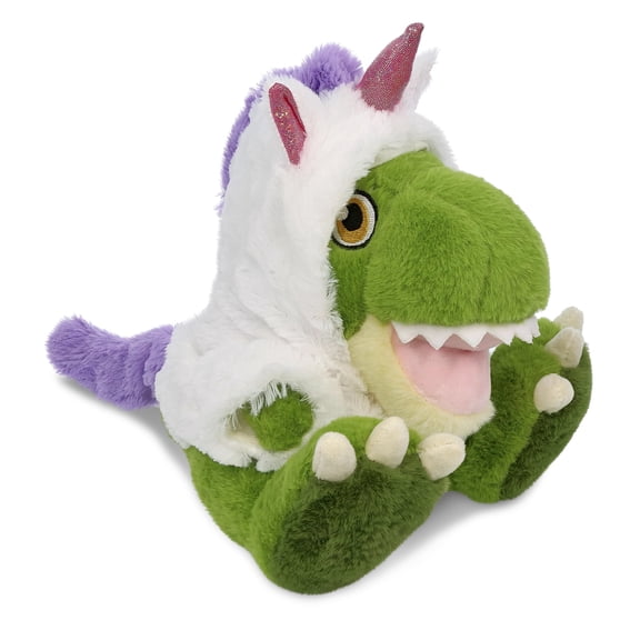 DolliBu Eco-Friendly T-Rex Dinosaur Unicorn Plush Stuffed Animal Toy - Super Soft T-Rex Dinosaur Dress Up with Removable Plush Unicorn Outfit, Cute Fantasy Gift for Kids and Adults - 9 Inches