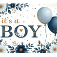 thumbnail image 3 of Floral Design Baby Shower Banner Blue Balloons Baby Announcement for Indoor Decoration Baby Party Celebration Newborn Event, 3 of 7